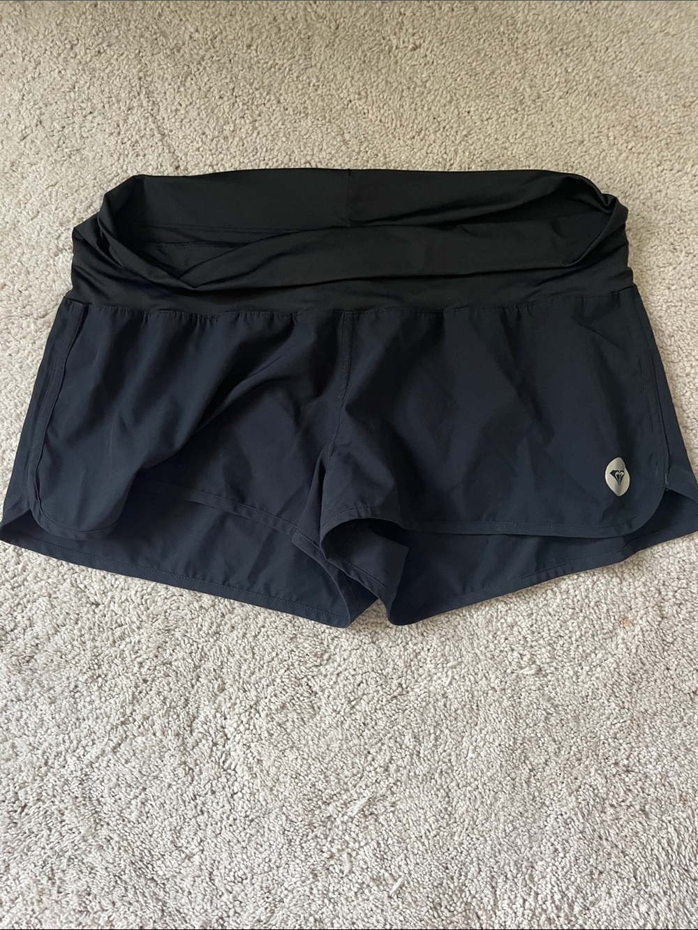 Roxy Black Fold-Over Waist Athletic Shorts